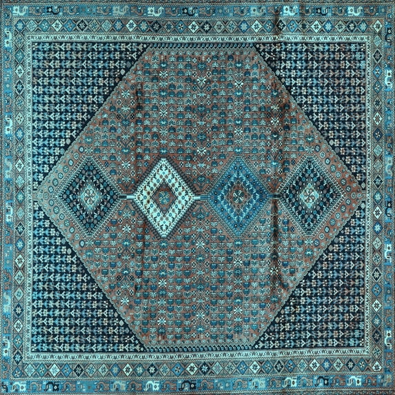 Ahgly Company Indoor Square Persian Light Blue Traditional Area Rugs, 6' Square