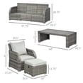 thumbnail image 3 of Outsunny Patio Furniture with Cushions, Light Grey, 3 of 9