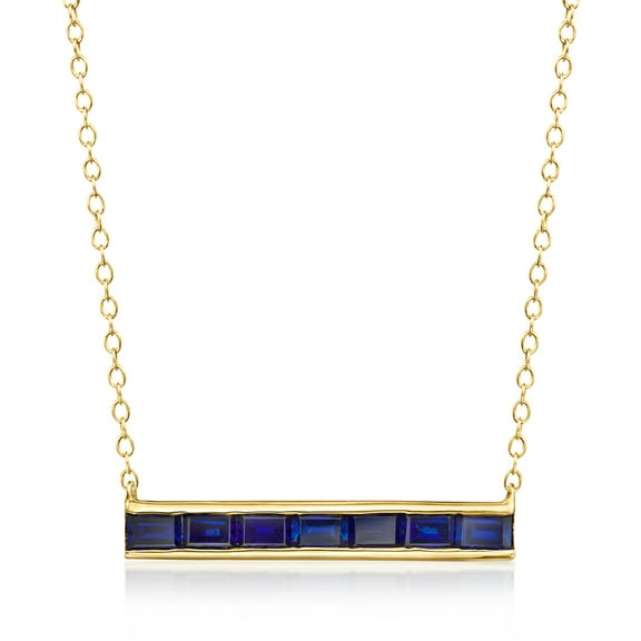 Pure Collection by Ross-Simons 1.90 ct. t.w. Lab-Grown Sapphire Bar Necklace in 18kt Gold Vermeil, Women's, Adult