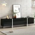 thumbnail image 2 of DEALTOPS Modern White & Black High Gloss UV Surface TV Stand with Large Storage Space for TVs up to 80'' - Black, 2 of 8