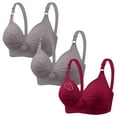 thumbnail image 2 of LOVZFMLL Bras for Women 3PC Woman's Printing Gathered Together Large Size Daily Bra Underwear No Rims Red XL, 2 of 8