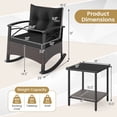 thumbnail image 3 of Costway 3 PCS Rattan Rocking Chair Set with Acacia Wood Tabletop Armrests for Porch, Balcony Mix Brown + Black, 3 of 10