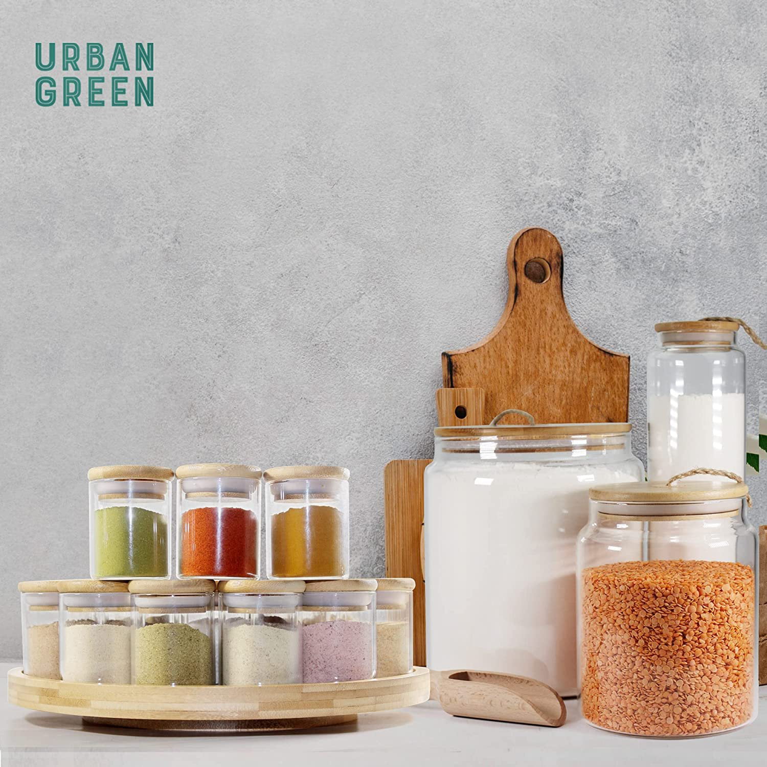 ALANI Slim Glass Spice Jars With Bamboo Lid Size 210ml Organise Pantry 