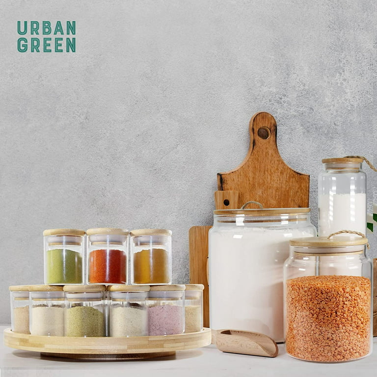 Glass Jar with Bamboo Lids Urban Green, Spice Jar Set 20pcs, Glass Spice  bottles, Glass Canisters with Airtight Lids, Small Food Storage Containers  for herbs, spices and dry food 20 sets of