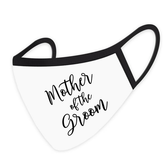 Koyal Wholesale Wedding Face Mask, Mother of the Groom Design, White Cloth Mask with 1 Replaceable PM 2.5 Filter, 1-Pack