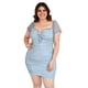 thumbnail image 1 of Vestido fruncido de mesh Roman Fashion Talla Extra 13228 Azul cielo, 1 of 6
