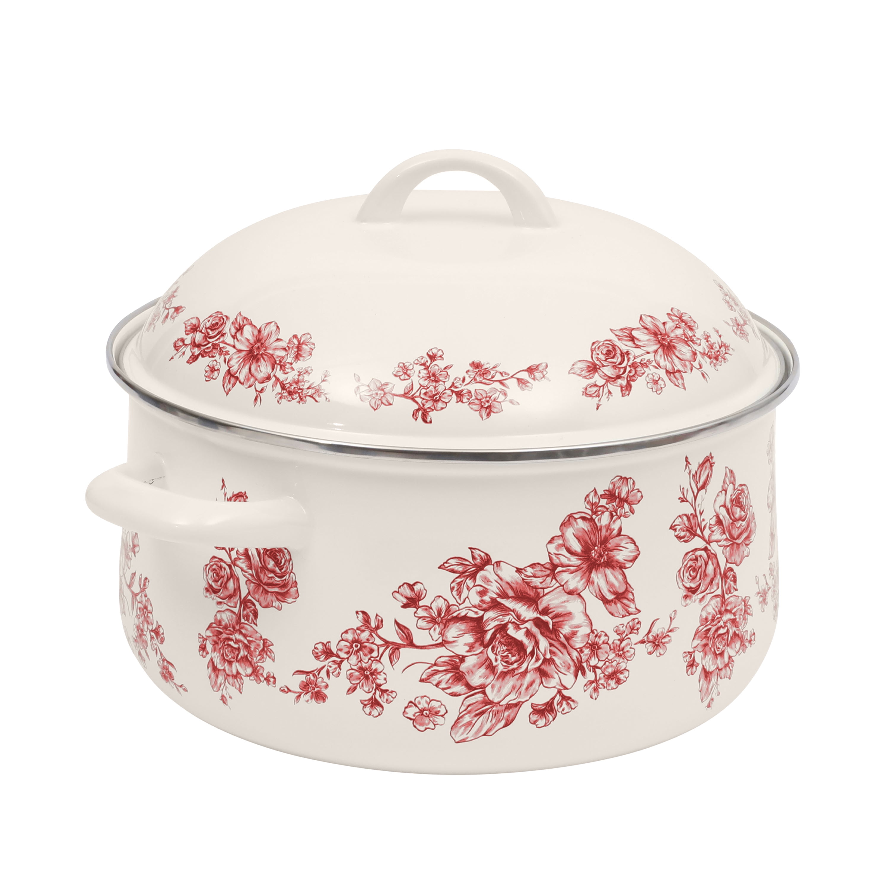 The Pioneer Woman Agatha 6.4-Quart Enamel on Steel Dutch Oven with Lid, Red