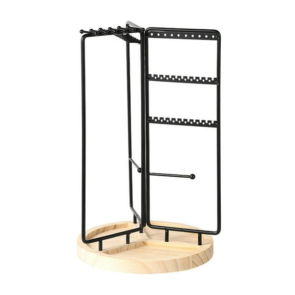 Vikakiooze New Metal Jewelry Stand Rotatable Necklace Jewelry Display Stand Home Wooden Jewelry Storage Rack