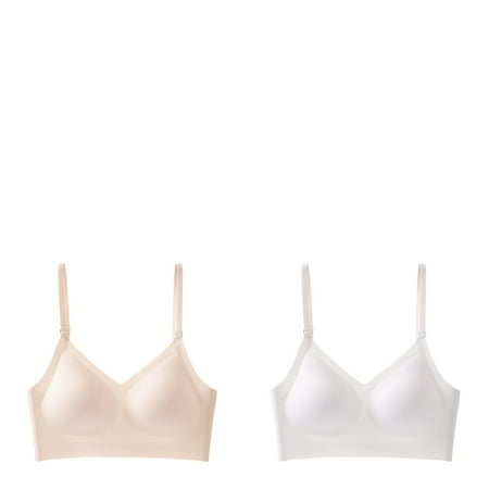 Wijhcboe 2 Pack Low Sports Bra Back Bra For Women Bras Wireless plus Size Wirefree Seamless Bra Backless Women Bras plus Size Front Close Multiway Straps Convertible Halter Bra With Padded Women S S