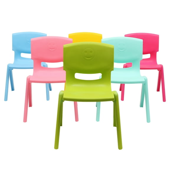 6PCS Colorful Stackable School Chairs, Plastic Classrooms Chairs with 11inch Seat Height, Load-Bearing 220 Pounds Classroom Chair for School, Home