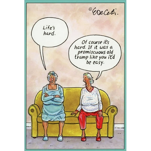 Pictura Life's Hard : Women on Yellow Couch Funny Birthday Card for Woman : Her