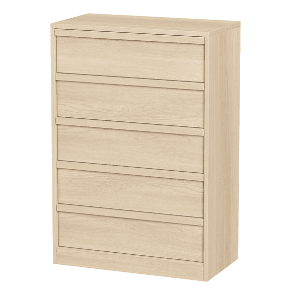 Garvee Commode à 5 Tiroirs, 43 Pouces de Hauteur avec Grand Espace de Rangement, Organisateur de Commode Moderne, Couleur Bois