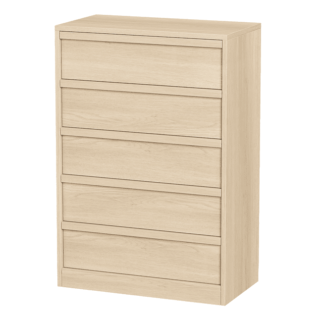 Garvee Commode à 5 Tiroirs, 43 Pouces de Hauteur avec Grand Espace de Rangement, Organisateur de Commode Moderne, Couleur Bois