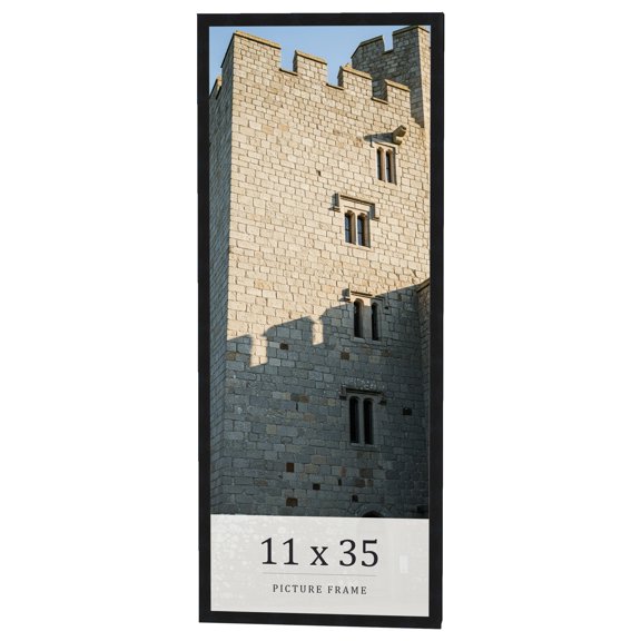 11x35 Frame Black Real Wood Picture Frame Width 0.75 inches | Interior Frame Depth 0.5 inches |