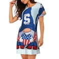 thumbnail image 2 of Sikiie Cute Gnomes in USA Print Women's Short-sleeved Nightdress, Round Neck Pullover Nightdress Pajamas Summer Home Wear, 2 of 6