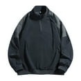 thumbnail image 4 of ZCFZJW Mens Quarter Zip Pullover Sweater Tops Lightweight Sweater Casual Patchwork Long Sleeve Corduroy Half Zip Sweatshirt Gray XXXXL, 4 of 9