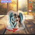 thumbnail image 4 of A rotating acrylic ornament featuring two fairy lovers in vibrant colors holding flowers and embracing on a pure white background, 4 of 6