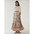 thumbnail image 3 of Printed Long Sleeve Maxi Dress with Belt, 3 of 8