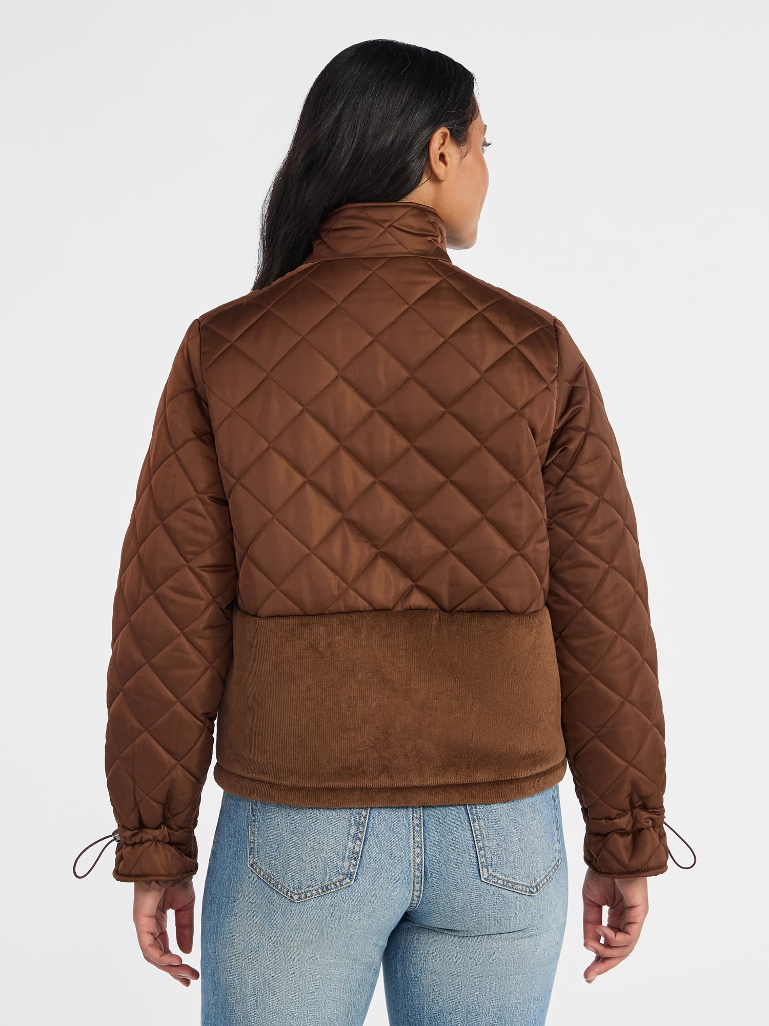 Time and Tru Women's and Women’s Plus Mixed Media Puffer Jacket, Sizes XS-2X
