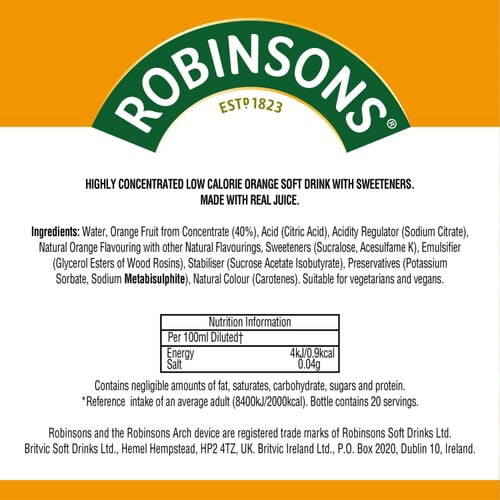Robinsons Mini Orange No Added Sugar 66ml, British Import (Pack of 3)