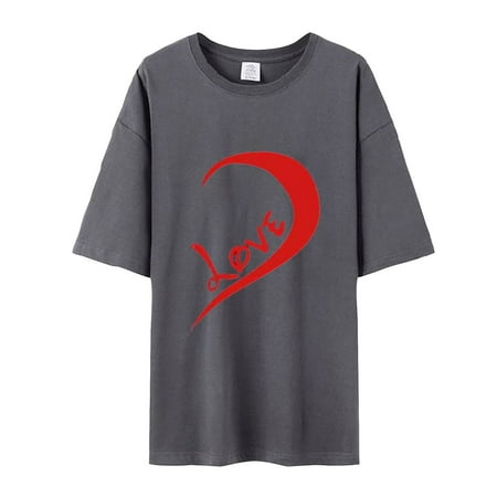 

2023 Valentine s Day Womens Tops Crew Neck Heart Printed Short Sleeves His and Gifts Matching Outfit T-shirt