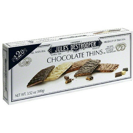 Jules Destrooper Chocolate Thins Cookies, 3,52 oz (Pack of 12)