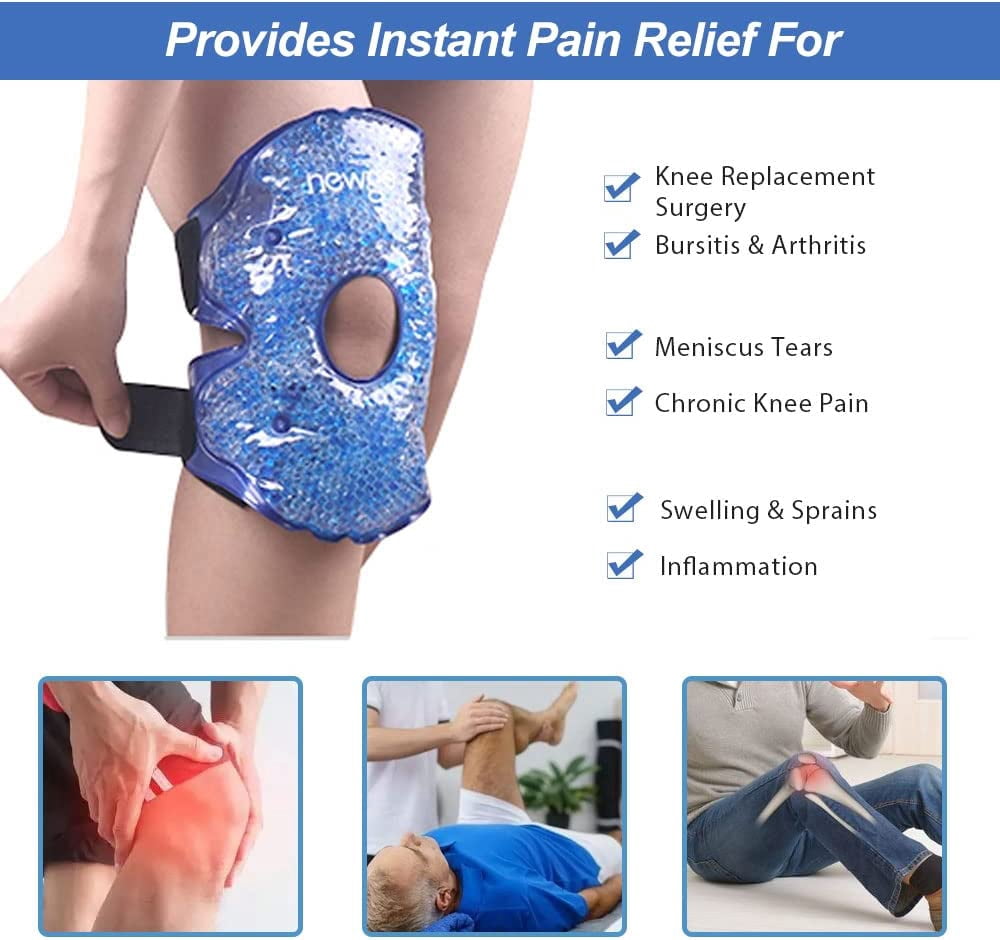 Ice Pack for Knee, Warm Cold Pack Knee Brace, Reusable Knee Cold Pack with Soft Plush Backing for Sports Injuries, Pain Relief, Swelling Surgery