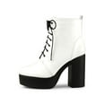 thumbnail image 7 of Unique Bargains Women's Platform Chunky High Heel Lace up Combat Boots White 6, 7 of 7