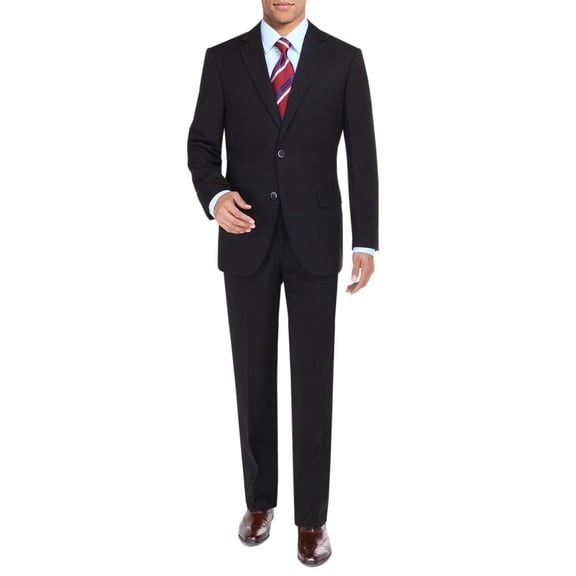 Mens Side Vent 2-piece Black Modern Fit Suit DTI DARYA