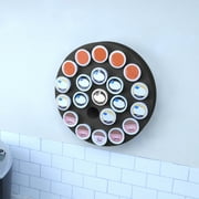 Polar Whale Coffee Pod Wall Mount Hanging Organizer Round Storage Tray Compatible with Keurig K-Cup for Kitchen Home Office Display Stand Waterproof Washable Black Foam 22 Compartment