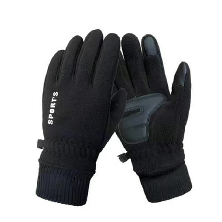 

MIGAINO 1 Pair Winter Gloves Great Friction Elastic Knitted Wrist Thick Plush Warm Windproof Soft Unisex Five Fingers Wear-resistant Outdoor Skiing Camping Gloves