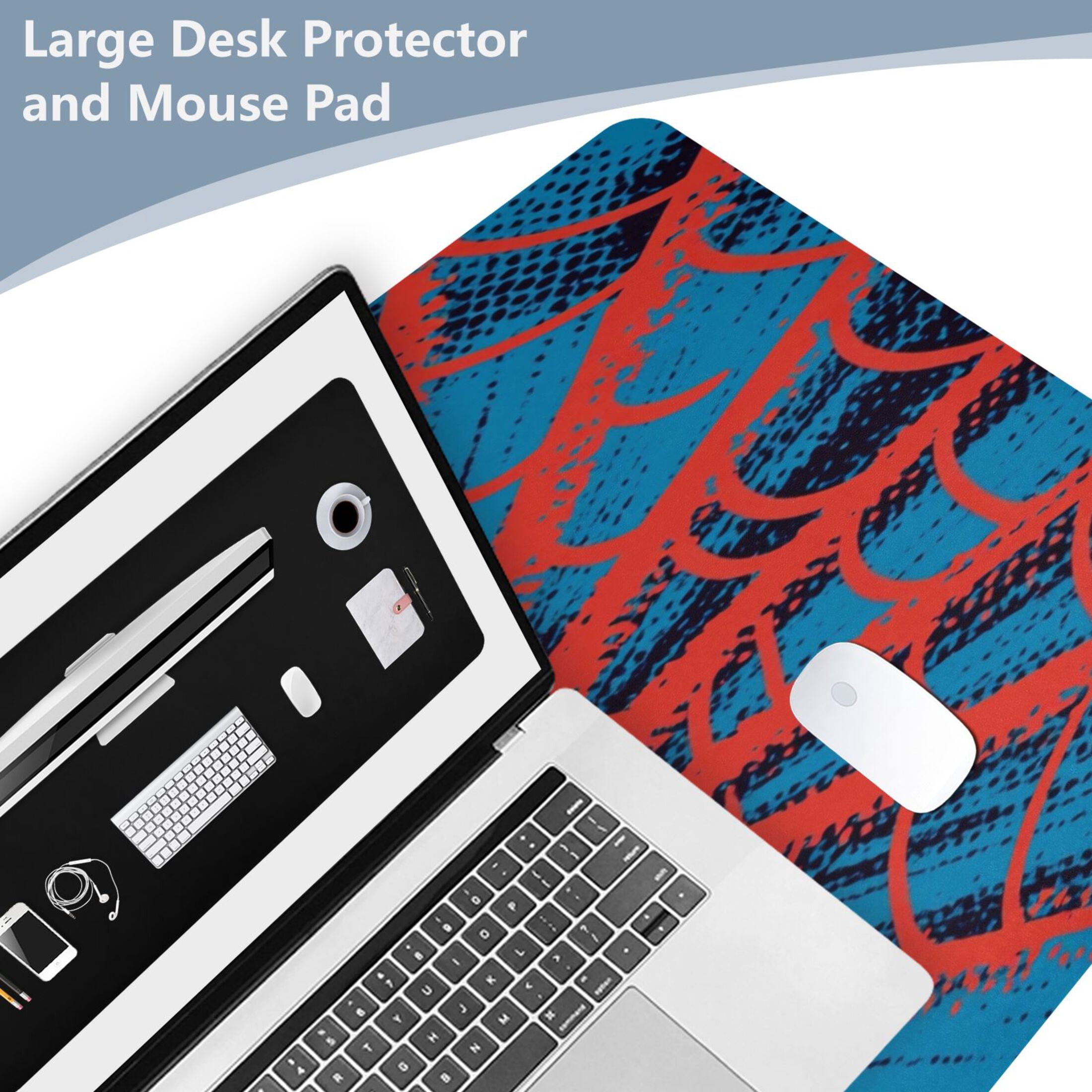 Wobogo Red Spiderweb Gaming Mouse Pad Non-slip Leather Desk Mat Water Resist Keyboard Pad for Gamer Office 23.6×47.2in