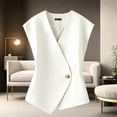 thumbnail image 5 of Plus Size Women's Solid Color Sleeveless Temperament Vest Casual Office Waistcoat Comfy Breathable Work Summer Holiday Outfits | CSEONE,White 2XL, 5 of 6