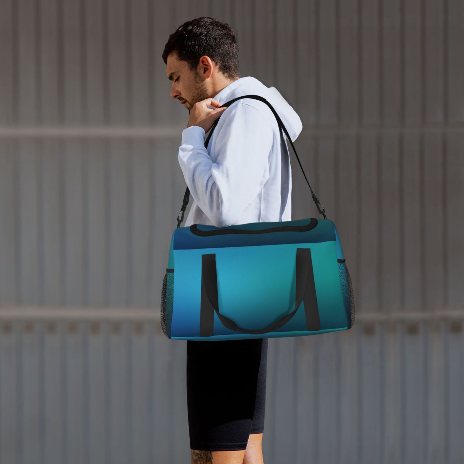 Fuzoiu Blue to turquoise Print Travel Duffle Bag,Carry On Tote Bags,Duffel Bag,Sport Gym Bag, Hospital Bag for Labor and Delivery, Overnight Bag,Luggage Bag