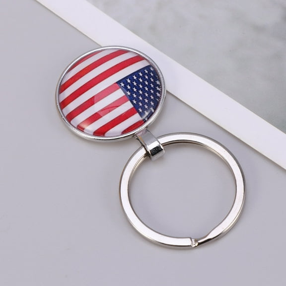 WHAMVOX US Flag Keychain Made of Durable Alloy and Glass Perfect for Key Holding Multi Color 2 Pcs