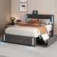 thumbnail image 1 of Upholstered Platform Bed with LED Lights and USB Charging, Storage Bed with 4 Drawers, Black My Lux Decor Round, 1 of 8