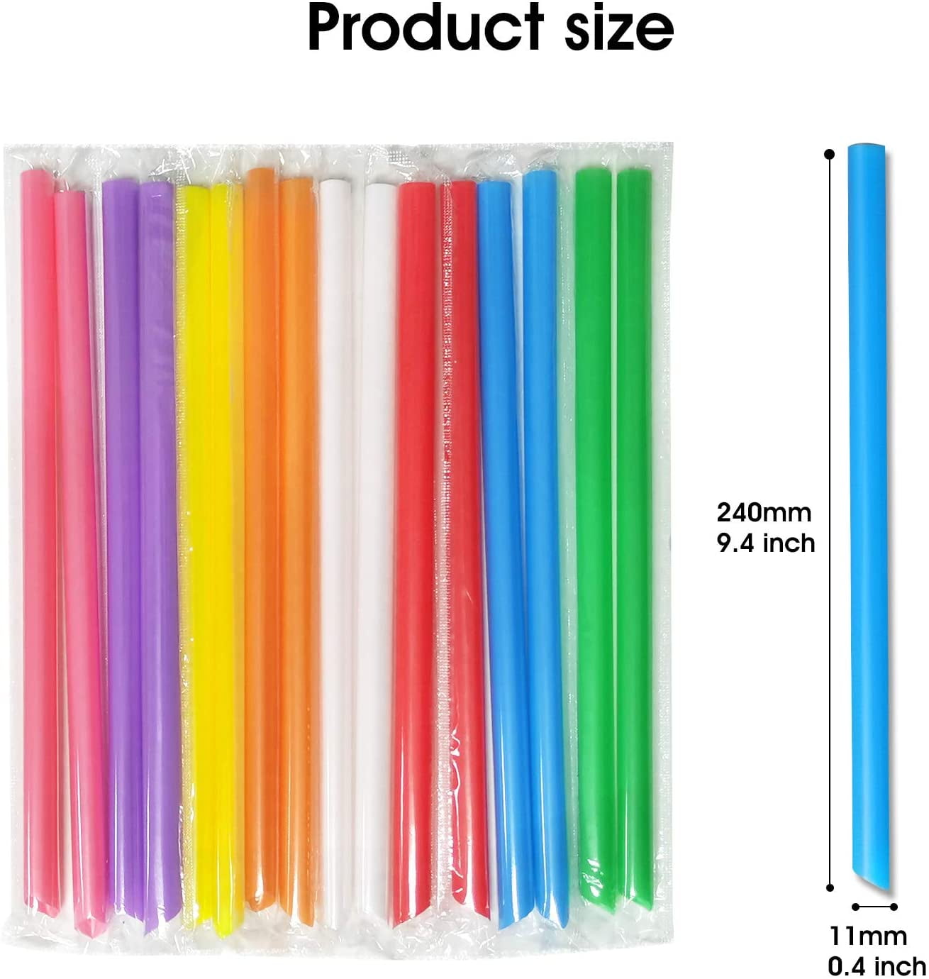 Jumbo Flexible Smoothie Plastic Straws, 100 Pcs Assorted Colors Large  Bendable Disposable Milkshake Straws, Wide Bendy Boba Drinking Straws  (0.47
