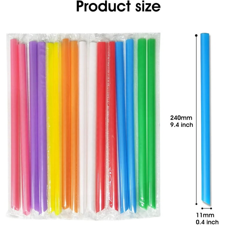 100 Extra Large Plastic Bubble Tea Smoothie Straws, 0.43 inch Wide x 9.45 inch Long Wide Boba Straws