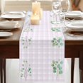 thumbnail image 3 of Table Runners 72 Inches Long Dress Scarves, Eucalyptus Leaves Farmhouse Kitchen/Dining Table Runner, Coffee Tablerunners, Pink Plaid Summer Botanical 16x72 Inch, 3 of 9