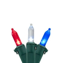 Patriotic LED Mini String Lights - Red, White and Blue - 15.5' - Green Wire - 50ct