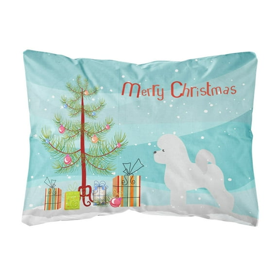 Carolines Treasures BB2963PW1216 Bichon Frise Merry Christmas Tree Canvas Fabric Decorative Pillow, 12H x16W, multicolor
