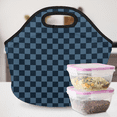 thumbnail image 6 of Herdesigns Checkerboard Dark Blue Insulated Lunch Bag Neoprene Lunch Box for Women Men Soft Cooler Bag Washable Lunch Tote for Work Outdoor Picnic, 6 of 7