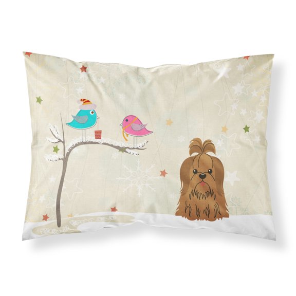 Christmas Presents between Friends Shih Tzu - Chocolate Fabric Standard Pillowcase