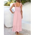 thumbnail image 3 of Vestido ZESICA boho de verano con volantes, largo maxi, rosa, XS, 3 of 8