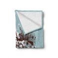 thumbnail image 2 of Floral Soft Flannel Fleece Throw Blanket, Silhouette Bouquet of Flowers in Heart Shape with Dragonflies, Cozy Plush for Indoor and Outdoor Use, 60" x 80", Dark Brown Pale Blue, by Ambesonne, 2 of 6