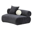 thumbnail image 4 of Benjara 51" Curved Armless Modular Sofa Chair- 2 Throw Pillows- Dark Gray, 4 of 7