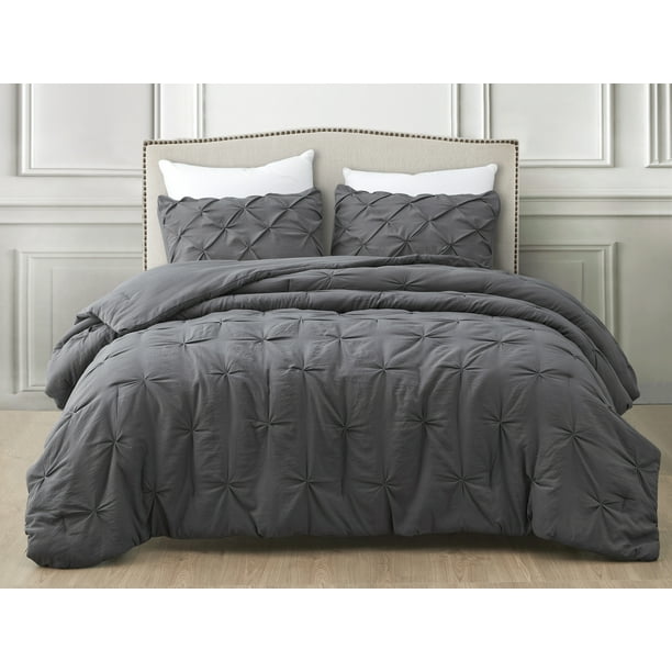 SupraSoft Mari Ultra Soft Stone Washed Comforter Set| Charcoal Grey ...