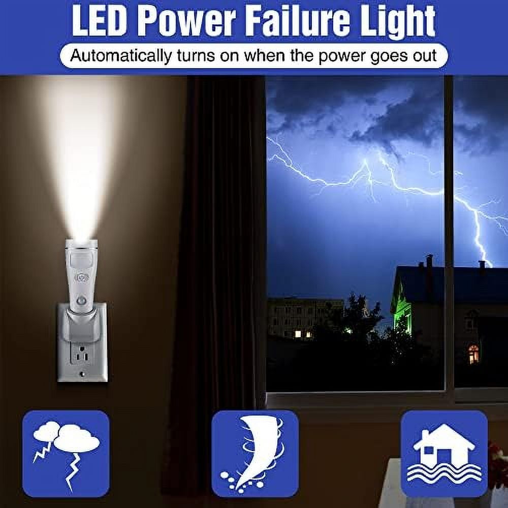 4 in 1 LED Rechargeable Plug in Flashlights, 3 Pack LED Emergency Lights for Home Power Failure, Plug in Power Outage Light, Power Failure Light with Motion Detection (White) White White White
