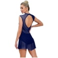 thumbnail image 3 of Choomomo Women's Lyrical Dance Dress Sleeveless Ruched Ballet Leotard Dress Modern Contemporary Dance Dresses Navy Blue XXL, 3 of 6