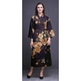 thumbnail image 2 of Bimba Dark Purple Floral Leaves Wreath & Rose Cotton Robe Women Lightweight Printed Crossover Robes Bridesmaid Getting Ready Shirt S, 2 of 5